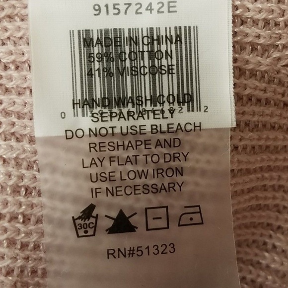 Vince Camuto Tipped Bell Sleeve Sweater Light Pink Crewneck Stretch Womens Sz XS - Picture 2 of 5